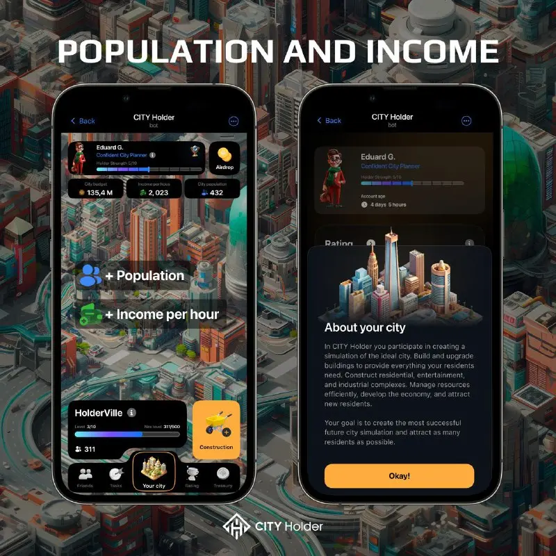 Managing Population and Income in CITY Holder